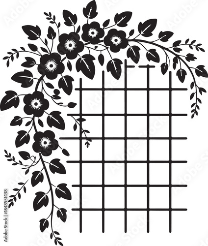 Elegant floral vine art graces garden trellis design