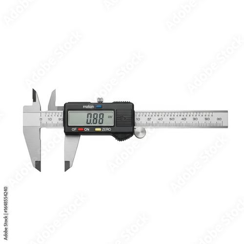 Digital caliper measurement tool isolated on transparent background