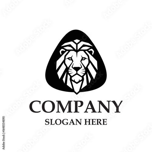 Minimalist Geometric Lion Head Logo in Black and White