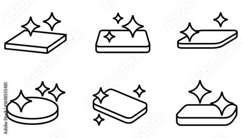 Clean Sponge Icon Set in Minimal Line Art Style