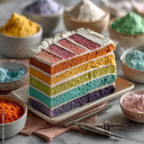 With Midjourney Fros Layer Cake Cross-Section Rainbow Buttercream