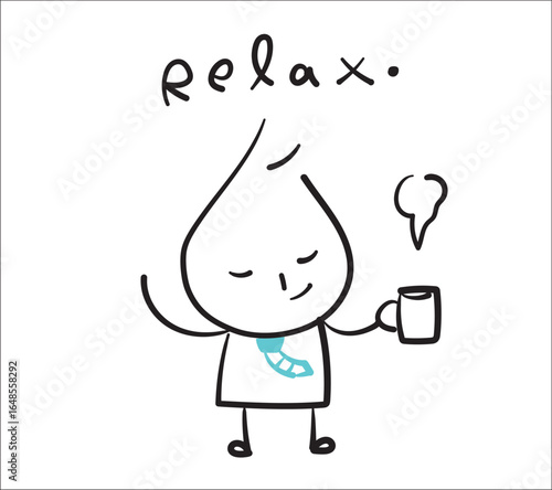 (Relax coffee) Collection of hand drawn business man worker icons. Vector illustration.	