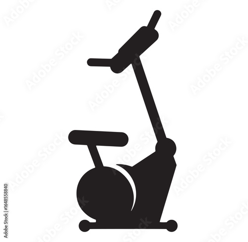 Silhouette illustration of a stationary exercise bike representing fitness and healthy lifestyle