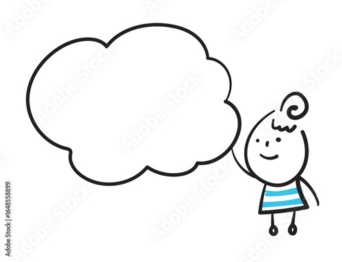 (Cloud bubbles) Collection of hand drawn lady business worker icons. Vector illustration.	
