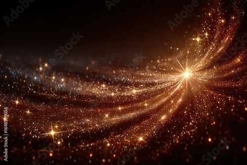 Golden glitter swirling into a central starburst