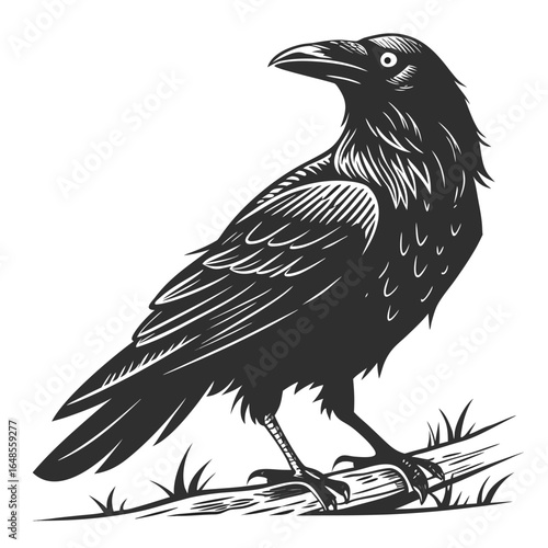 Crow White Background