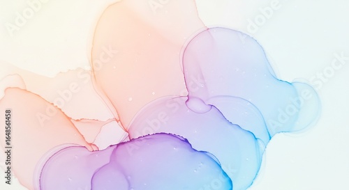 虹色インク 水彩画 優雅な色合い 柔らかな光彩 抽象画. AI Generated