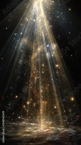 Wallpaper Mural Golden light beams on dark stage Torontodigital.ca