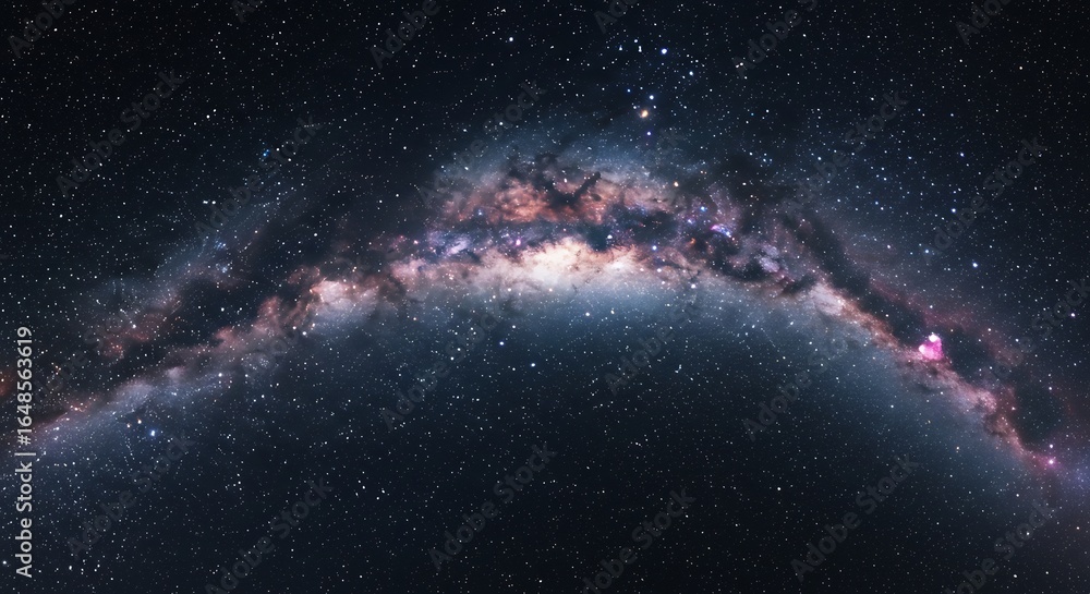 Obraz premium 輝く銀河系 神秘的宇宙空間 暗黒と光彩が織りなす壮大な景色. AI Generated