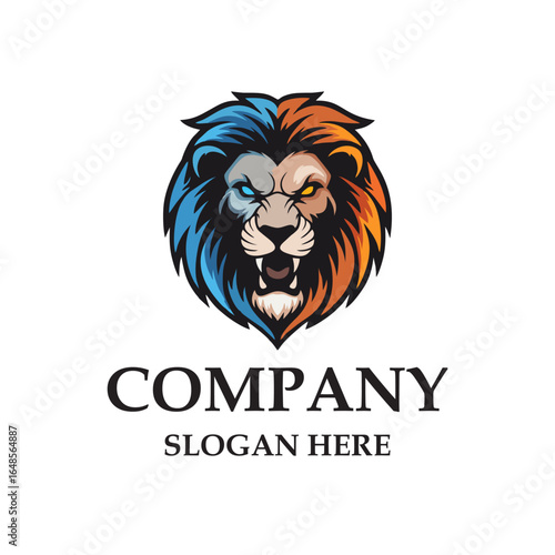 Fire and Ice Lion – Fierce Vector Mascot Logo with Blue and Orange Flames