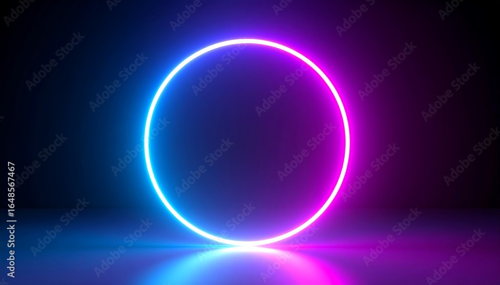Obraz premium Neon circle graphic on dark background