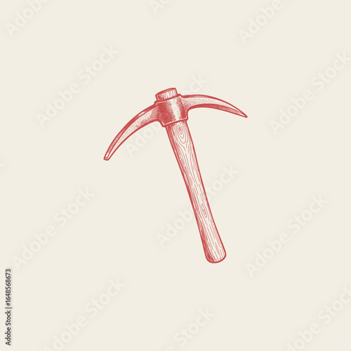 Pickaxe tool vintage detailed engraving