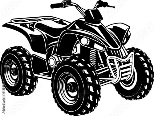 atv quad bike black and white vector