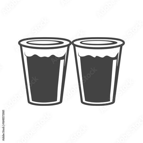 Minimalist twin glass vector illustration for beverages, drinks, and kitchen icons in clean modern outline style
