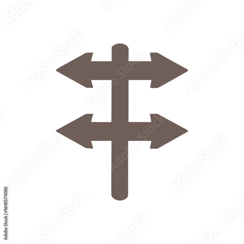 Multi-direction arrow vector sign for navigation, decision making, and road guide infographic designs