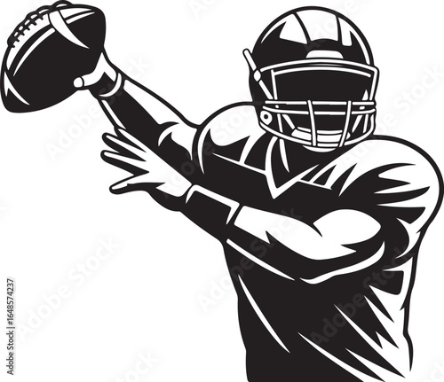Quarterback throwing football action pose dynamic athlete