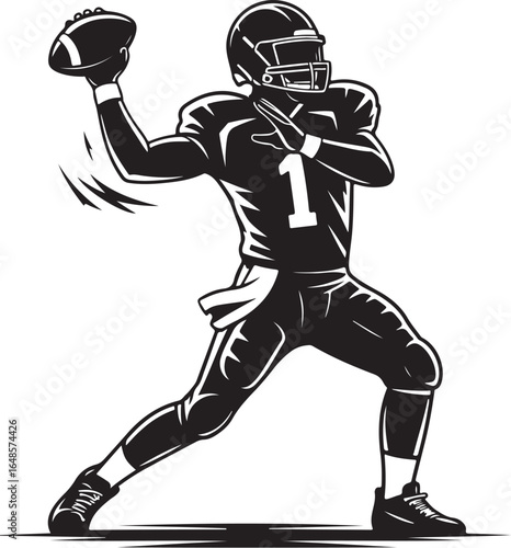 Quarterback throws football with powerful motion on field