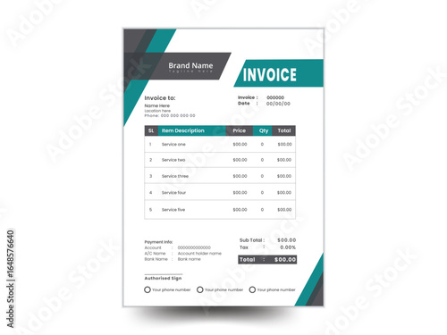 Minimalist Corporate Billing Format, Professional Corporate Invoice Template, Business Invoice Layout.