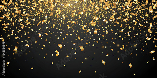 Elegant gold confetti on black