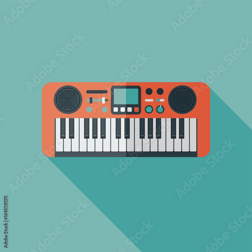 Orange Toy Keyboard Piano Vector Illustration