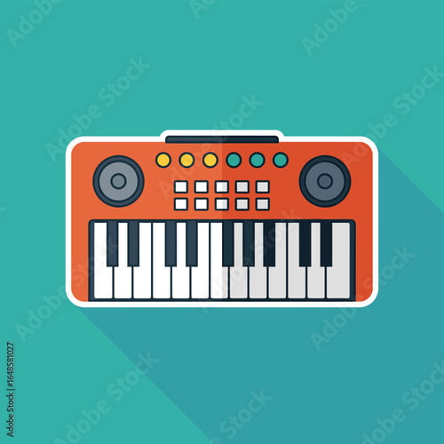 Orange Toy Keyboard Piano Vector Illustration