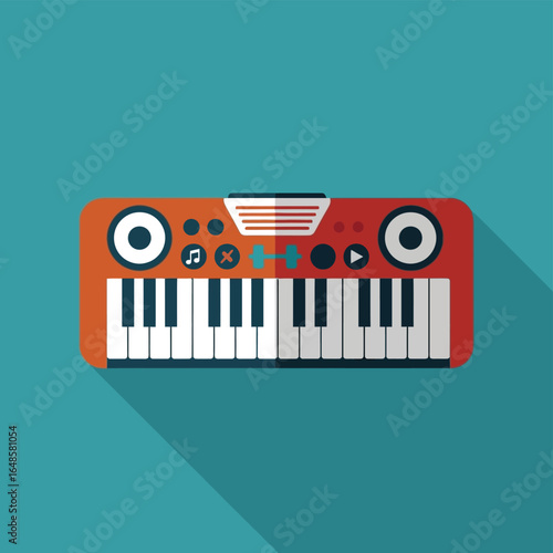 Orange Toy Keyboard Piano Vector Illustration