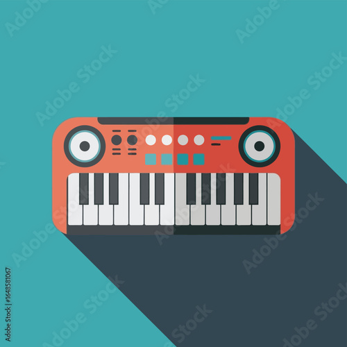 Orange Toy Keyboard Piano Vector Illustration