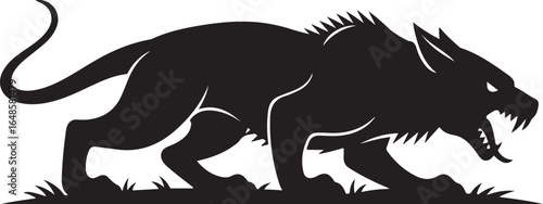 Silhouette of a ferocious werewolf stalking through the grass a mythical beast with sharp teeth and menacing eyes hunting its prey in the night