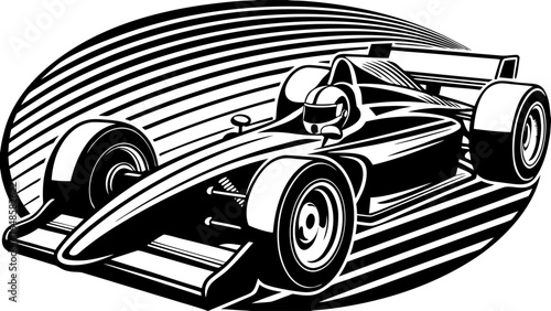 speeding race car engraving