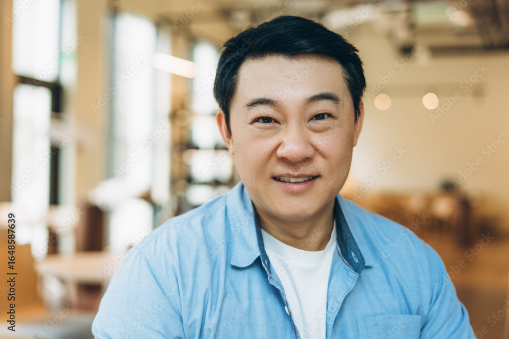 Portrait of smiling asian man in modern office environment Portrait of smiling asian man in modern office environment