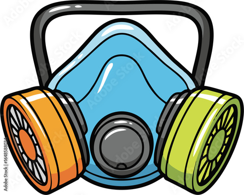 Cartoon Respirator Mask with Orange and Green Filters