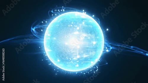 Wallpaper Mural Glowing sphere of light with digital network patterns Torontodigital.ca