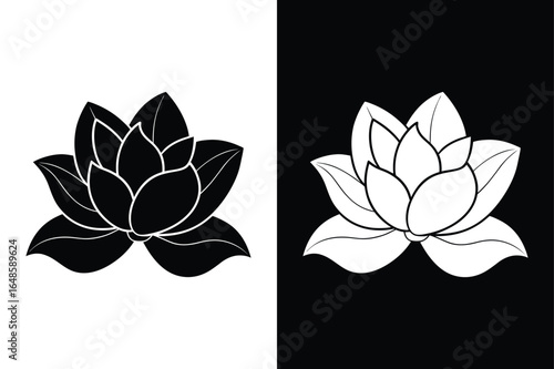 Magnolia Flower Vector Icon. Elegant Botanical Silhouette