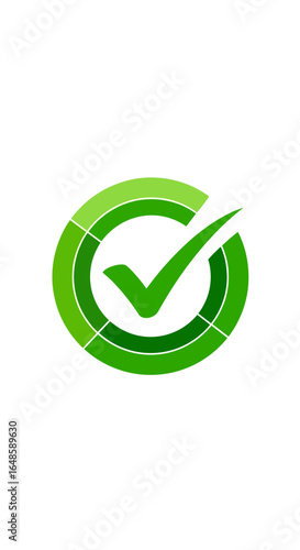 Green check mark inside circular progress indicator symbolizing success and completion