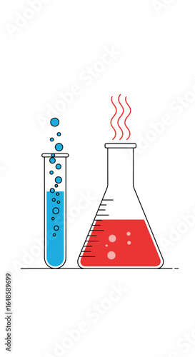 Exploring the fascinating world of chemical reactions in a laboratory setting with bubbling liquids and heat generating experiments showcasing scientific discovery and learning processes