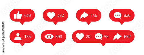 social media notification icon vector	