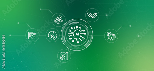 Header AI in sustainability and environmental conservation depicting renewable energy environmental protection global warming awareness sustainable artificial intelligence