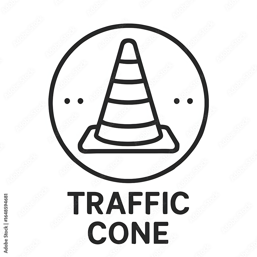 Fototapeta premium Minimalist Traffic Cone Icon with Circular Frame Design