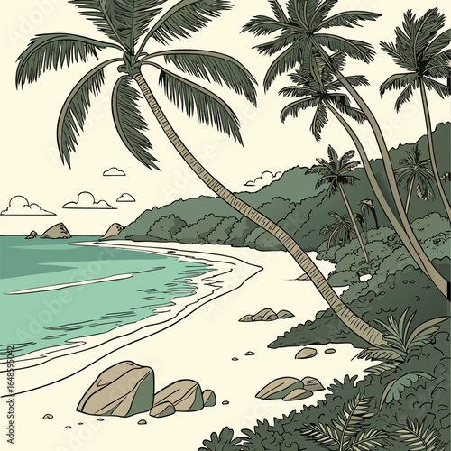 vector illustration of a tropical beach