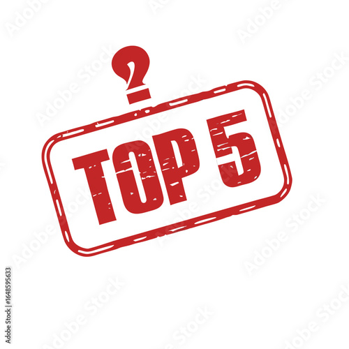 Red Stamp With Top Five Text And Question Mark vector