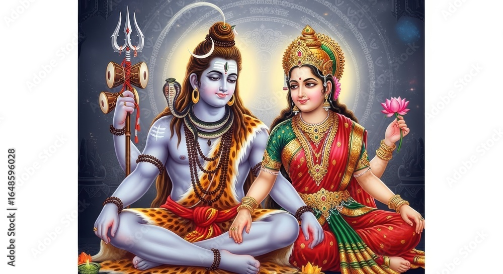 Fototapeta premium Shiva and Parvati: Divine Couple of Hinduism