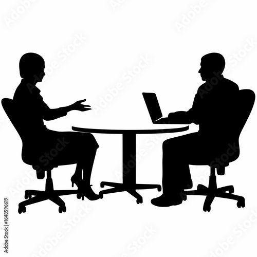 Two People Having Business Meeting Silhouette