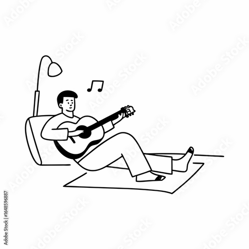 Man Playing Guitar Indoors