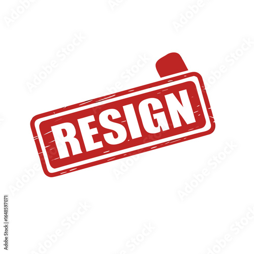 Red stamp with white text saying resign vector