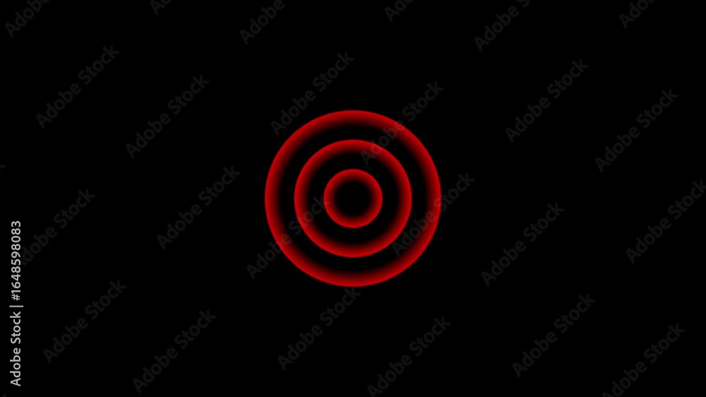 Abstract radio wave black background 4k video animation. Digital radio waves red circle diffusion. Abstract red color radio waves signal animation. 4k motion video.