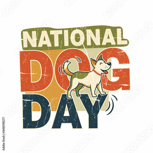 Celebrate National Dog Day with this charming vintage-style vector illustration