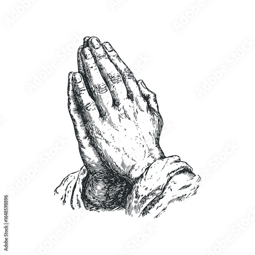 Vintage hands clasped together in prayer gesture