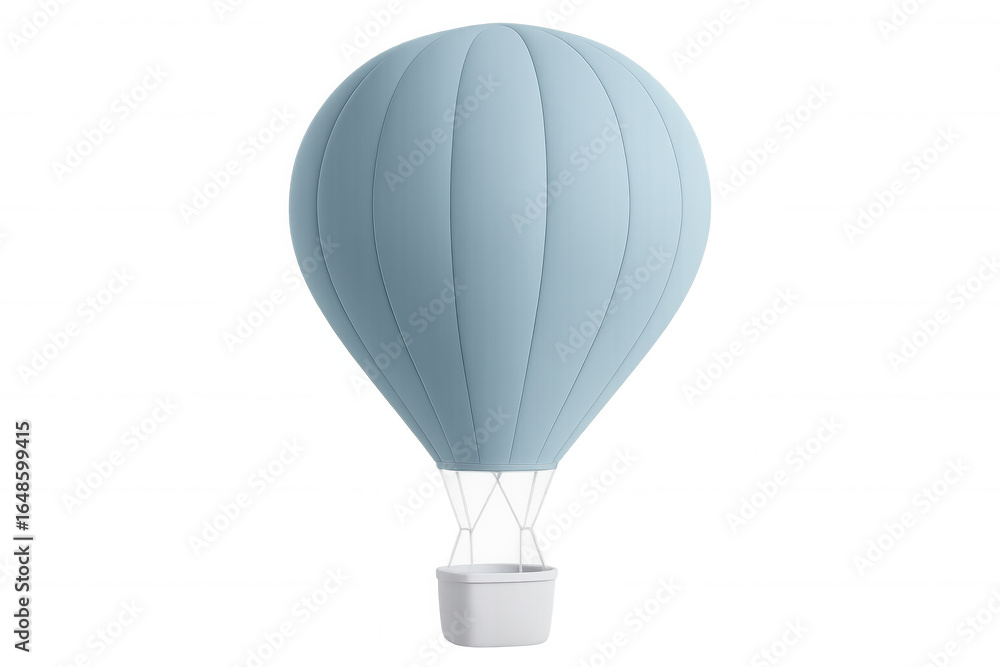 Fototapeta premium 3d rendering of a light blue hot air balloon with a white basket, floating against a transparent background