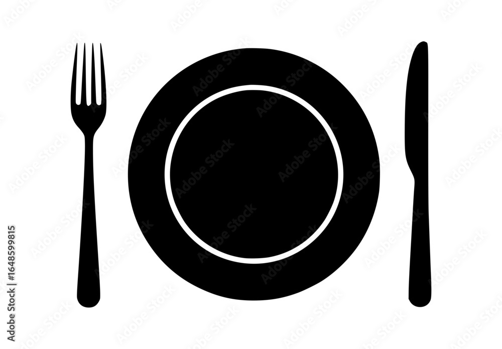 Simple Plate & Utensils Icon Simple Plate & Utensils Icon