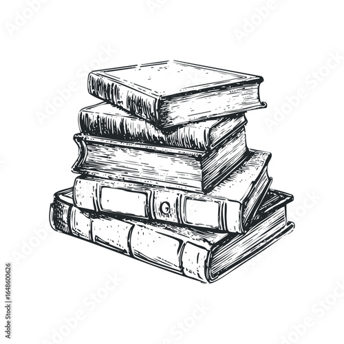 Stack of antique books with textured pages and worn bindings